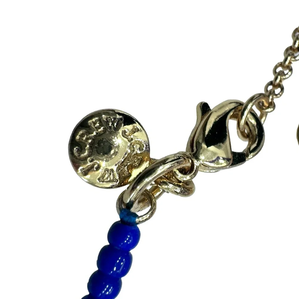 J. CREW BLUE AND GOLD BEADED NECKLACE WITH BLUE TASSEL - NWOT